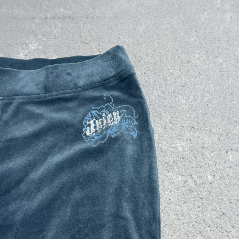 Juicy Couture Pants Womens Medium Teal Velour Retro Style Y2K Stretch Athleisure - Picture 3 of 12